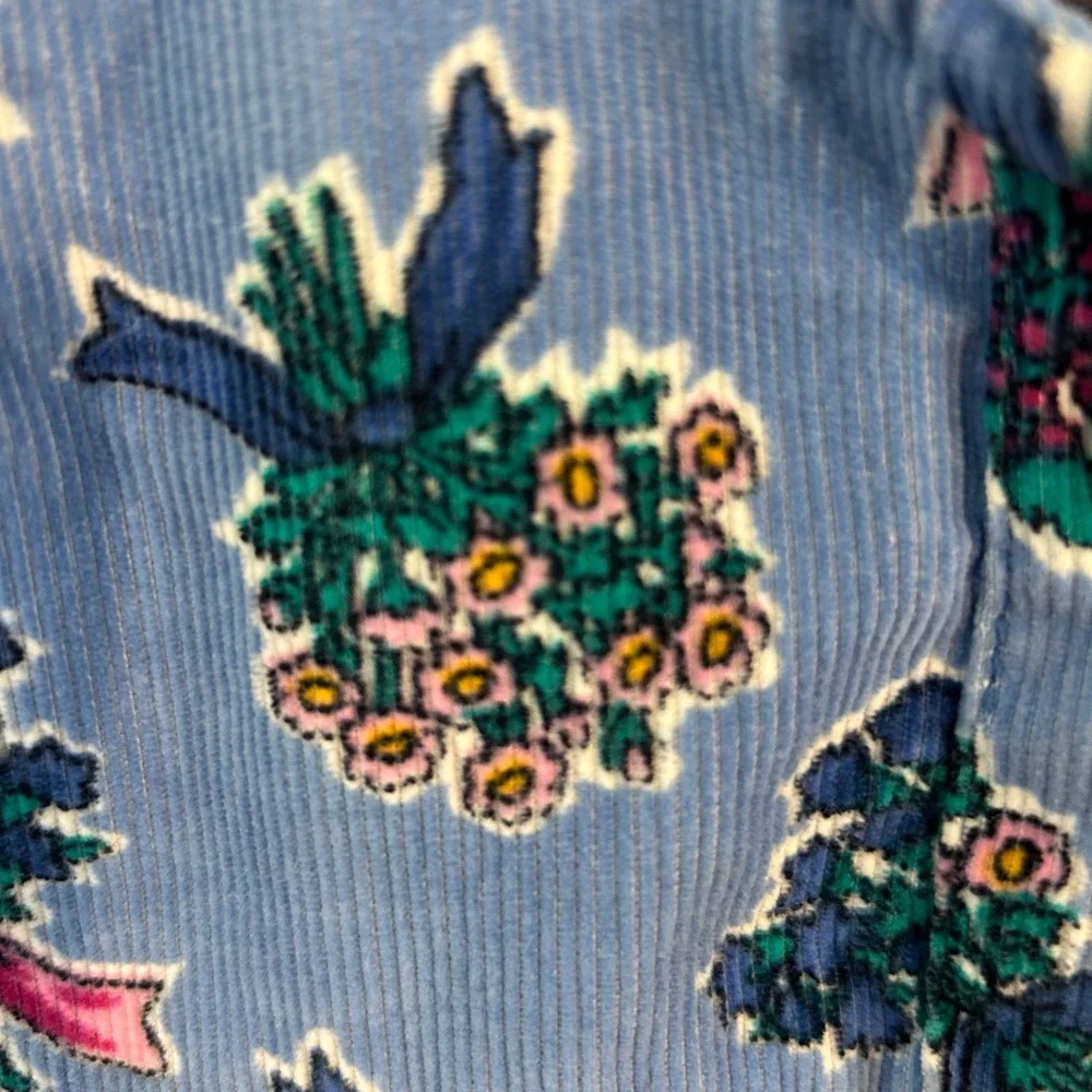 Vintage Carters Toddler Girls 3T Blue‎ Floral Corduroy Jumper Dress Pockets 5451